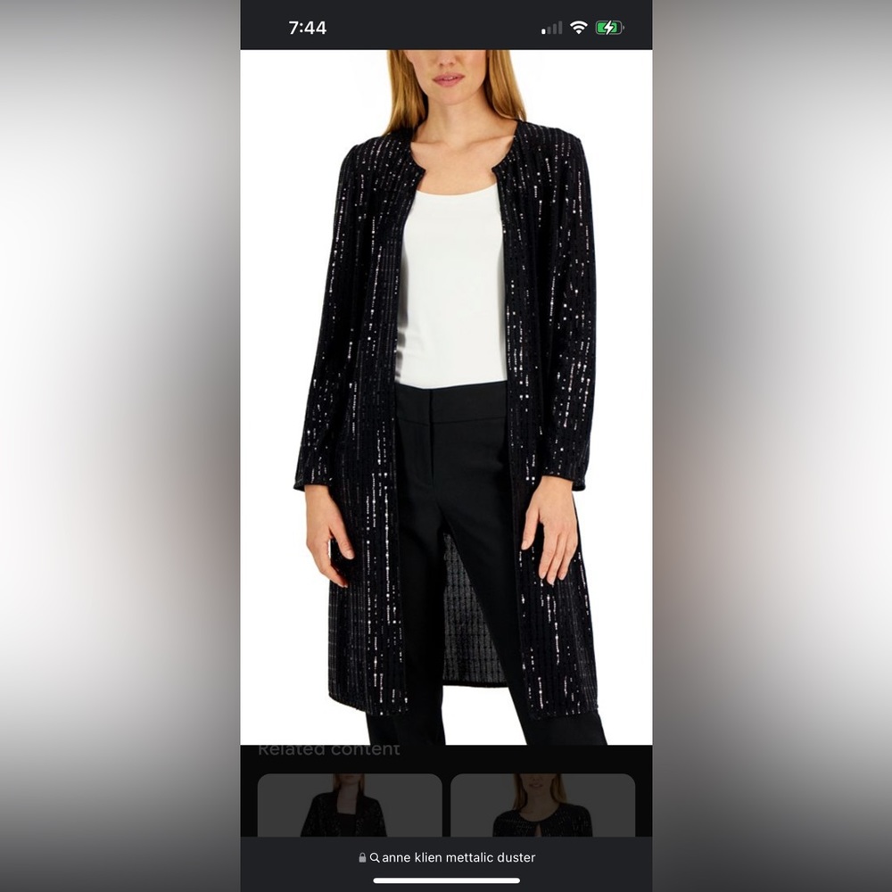 Anne Klein metallic duster nwt